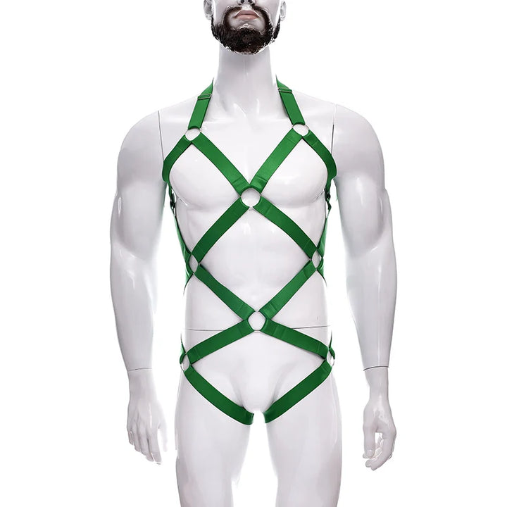 Male Full Body Harness Cage Adjust Set Mens Gay Hollow Elastic Bondage Harness Sexy Lingerie Fetish Nightclub Costume