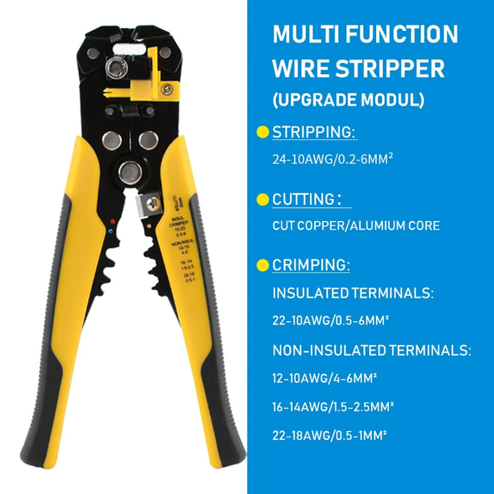 Crimper Cable Cutter Adjustable Automatic Wire Stripper Multifunctional Stripping Crimping Pliers Terminal Hand Tool