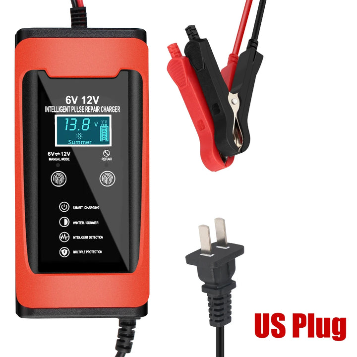 6V 12V 6A Car Battery Chargers 110-220V US EU Plug Intelligent Pulse Repair For Lead Acid Batteries Motorcycle Charger S1 12V/2A