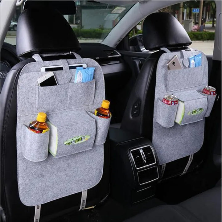 Universal Car Back Seat Storage Bag Organizer Trunk Elastic Felt Storage Bag 6 Pockets Organizer Hanging Car Accessories 40*56CM