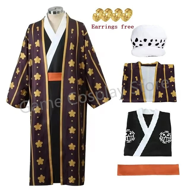 Trafalgar Law Cosplay Costume Anime Figures Digital Printing Kimono Uniform Full Set Halloween Carnival Party Suit Man