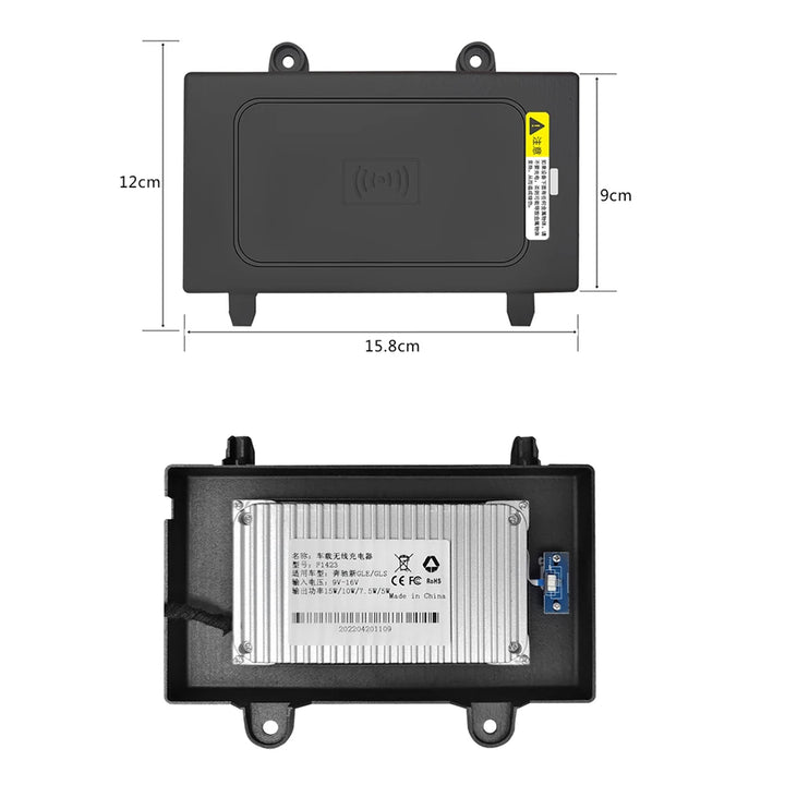 ZJCGO 15W Car QI Mobile Phone Fast Charging Wireless Charger for Mercedes Benz GLS X167 GLE W167 V167 2019 2020 2021 2022 2023