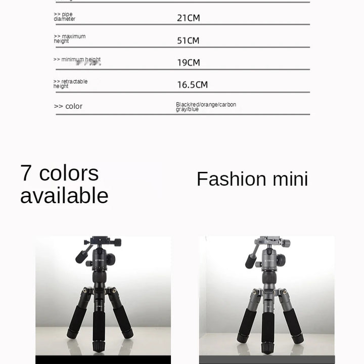 Aluminum Alloy Mini Tripod with Ball Head, Digital SLR Camera Desktop Stand, Portable Phone Tripod Stand