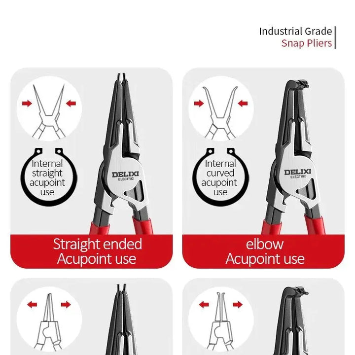 DELIXI ELECTRIC 5-In Circlip Pliers,Needle nose Pliers，Retaining Ring Pliers，for Removing Installing Puller Locking Rings Shafts