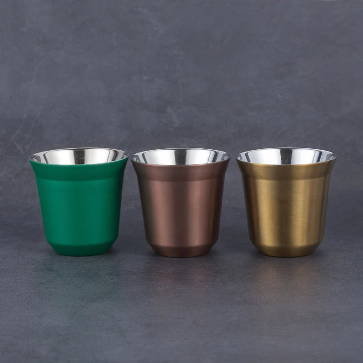 304 Stainless Steel Double-layer Coffee Cups, Insulated Tea and Water Cups, Beer Cups, Capsule Coffee Cups