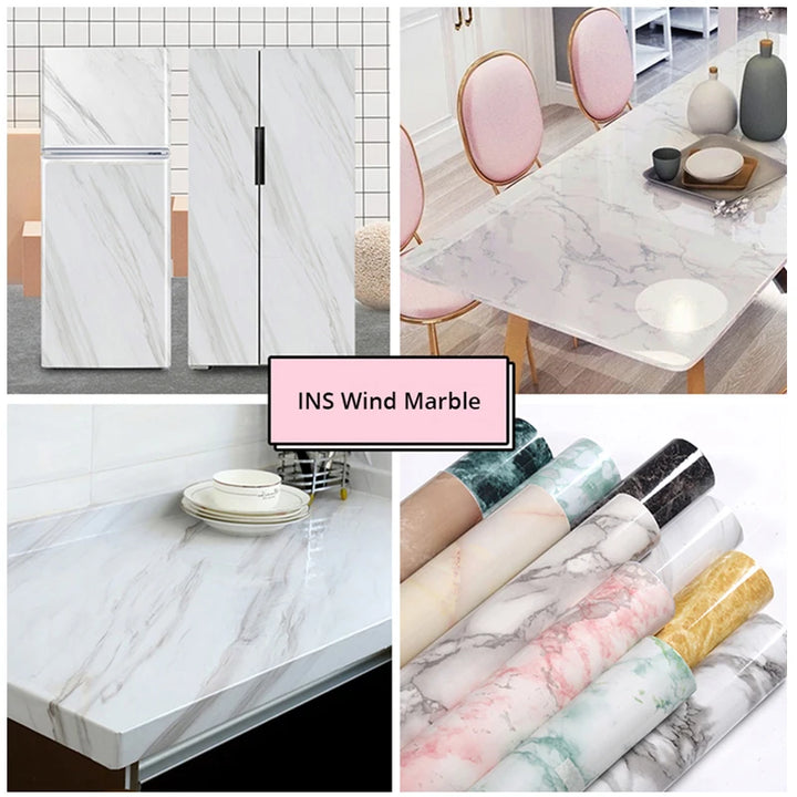 Kitchen Wall Stickers Vinyl Marble Self Adhesive Wallpaper DIY Heatproof Waterproof Contact Continuous Wallcovering Wall Decor