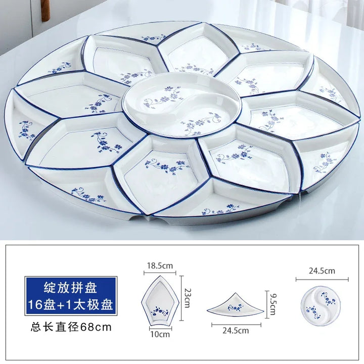 Set plate, net red set, set plate, tableware combination, ceramic dishes, dishes, round tables, dishes, creative household