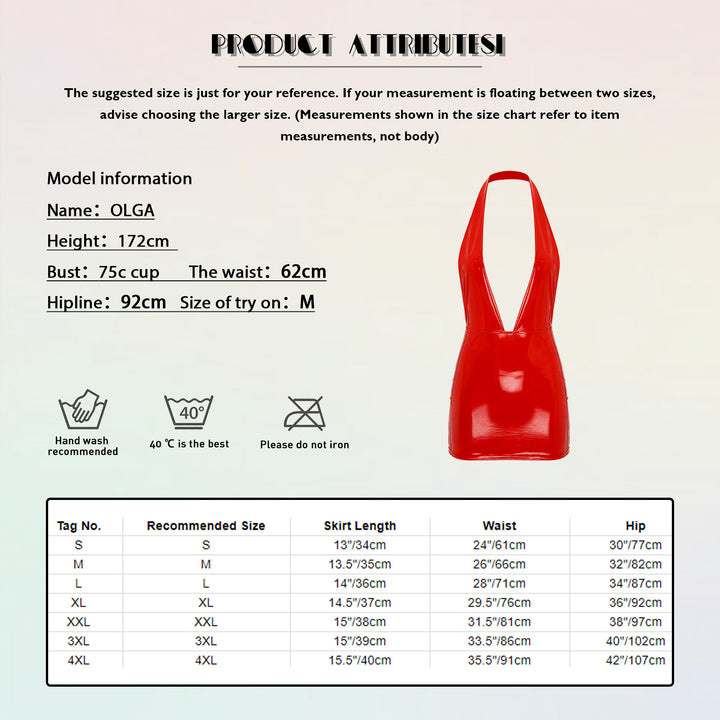 Women Wet Look PVC Leather Club Bodycon Dress Latex Rave Party Costume Hot Deep V Neck Backless Mini Dresses Carnival Clubwear