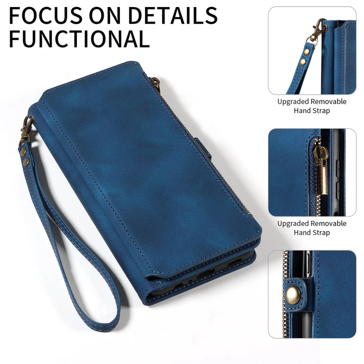 Luxury Handbag Zip Wallet Case for Google Pixel 8 Pro 8A 7 7A 6 6A 5 XL 5A 4 4A Leather Phone Bumper Magnetic Strap Flip Case