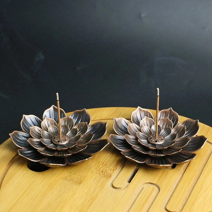 1pc Alloy Burner Stick Holder Buddhism Lotus Line Incense Plate Sandalwood Coil Base Temples Yoga Studios Home Decoration