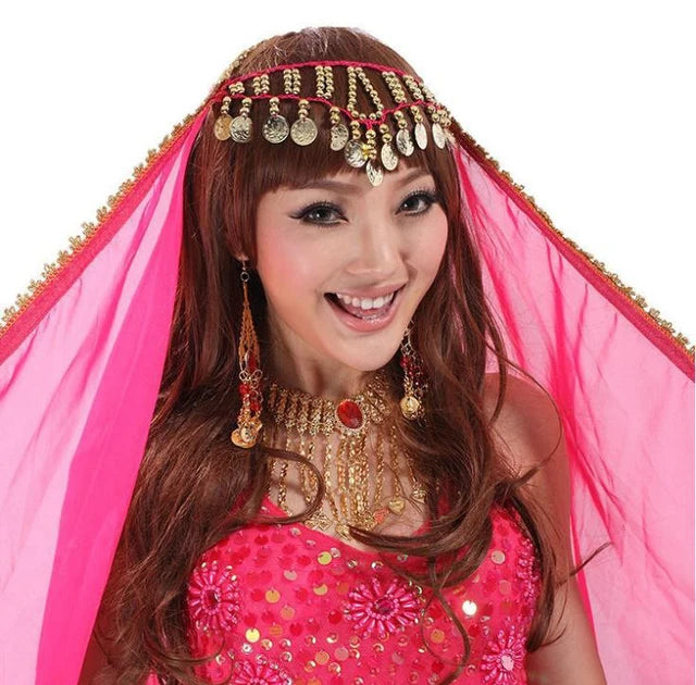 Women's Belly Dancing Accessories Coin Head chain Decoration Belly Dance India Headwear Scarf Headpiece Costumes