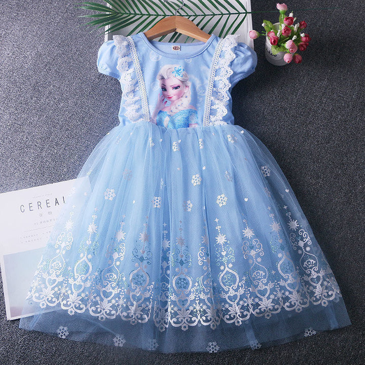 Girl's Cartoon Anime Frozen Elsa Princess Dress Baby Girl Cute Party Cospaly Costumes Halloween Carnival Ball Dresses 1-10 Years