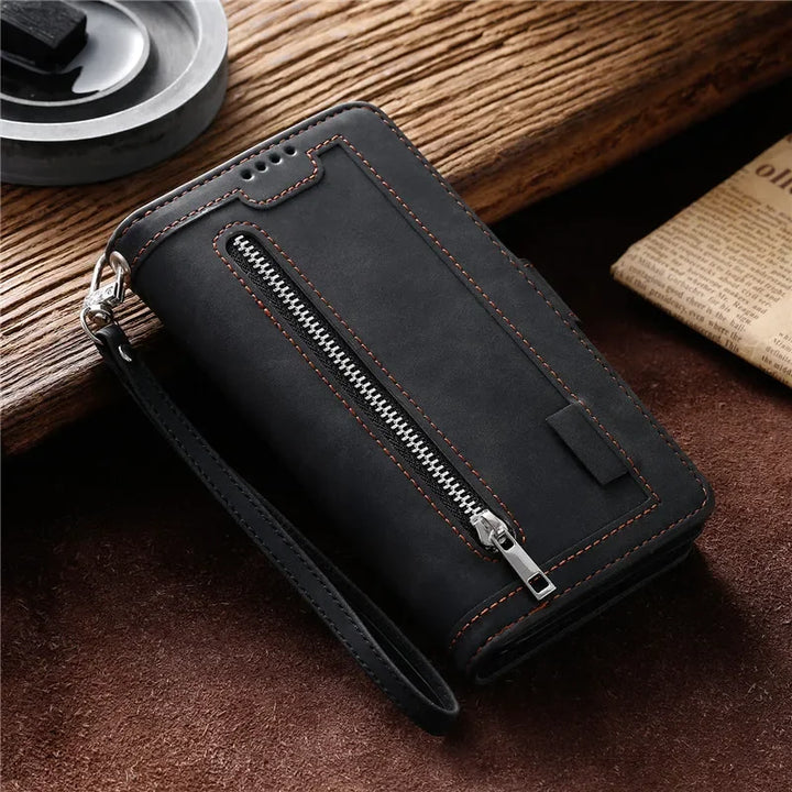 Zipper Wallet Case For Oneplus 12 11 11R 10T 10R 5G Multi 9-Card Slot Leather Flip Cover For One Plus 10 Pro 9 9R 8 8T 7 7T 6 6T