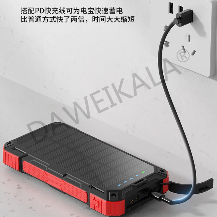 Solar panels Power bank Wireless charging solar phone charger 68000mAh with outdoor lighting Phone Charger 15W Wireless charging