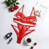 2024 Sexy Santa Bow Porn Red Underwear 3-Piece Hollow Perspective Bra Set Women Sexy Body Solid Thong And Sex Lingerie Ultra Hot