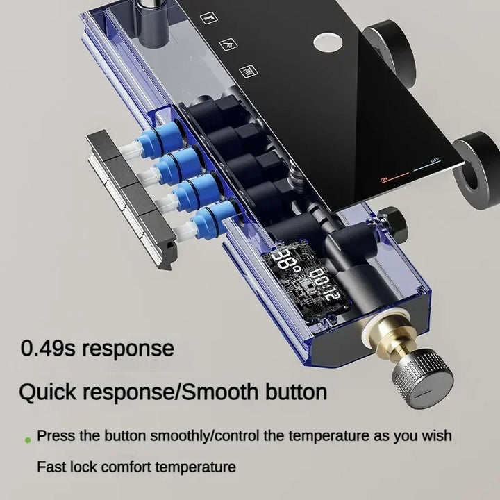 Smart Temperature Digital Display Luxury Shower Set Wall Mount Piano Key 4 Function Rainlfall Shower Faucet System for Bathroom