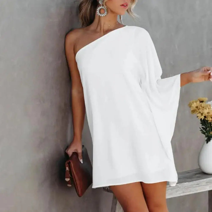 Party Dress Sexy One-Shoulder Long Sleeve Halter Loose Irregular Sundress Cover-Ups Elegant Women Gradient Color Beach Dress