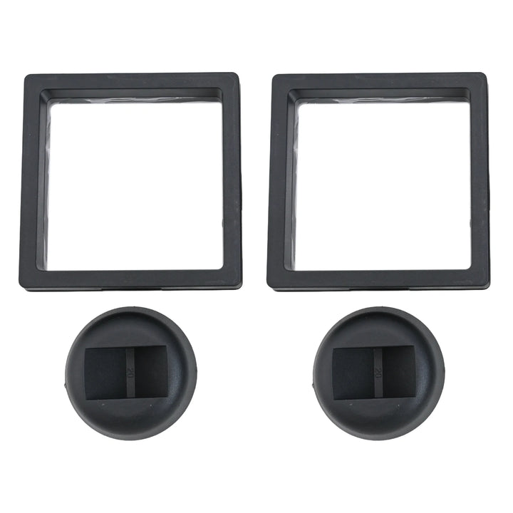 3D Coin Frame Black Display Exhibiting Floating Holder Plastic Square 2pcs Stand 90*90mm Box Case Collection Jewelry