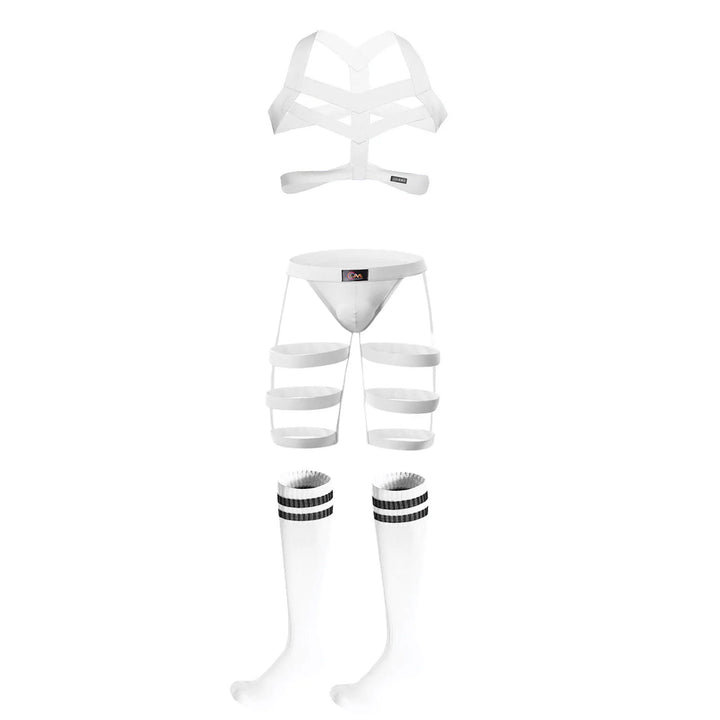 Sexy Mens Jockstrap Thigh Suspender Briefs With Bandage Belt Male Erotic Fetish Costume Strap Lingerie Body Harness Stockings