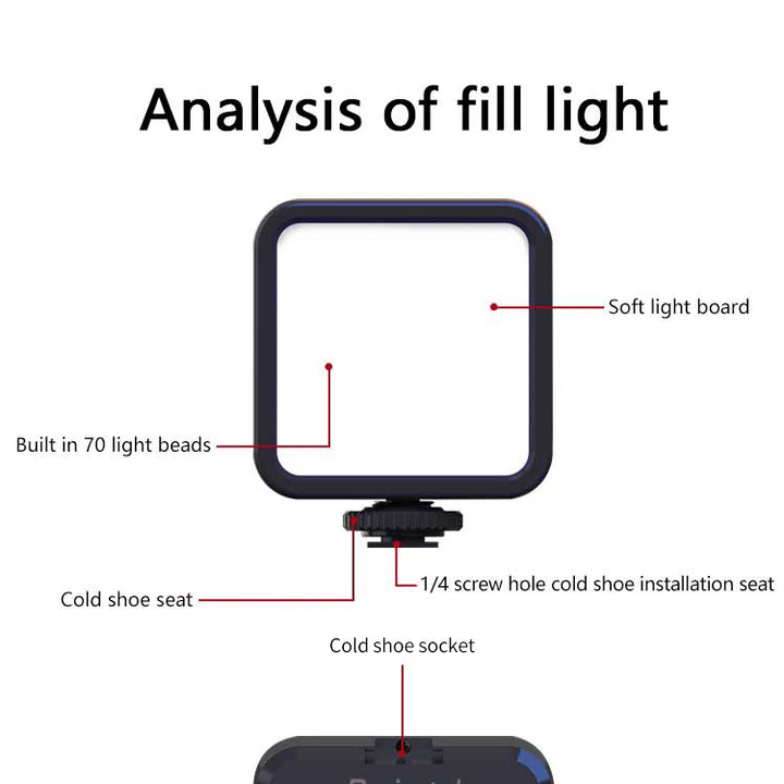 Mini RGB Hot Boot Fill Light Live Photography LED Portable Atmosphere Beauty Mobile Camera Pocket Adjustable