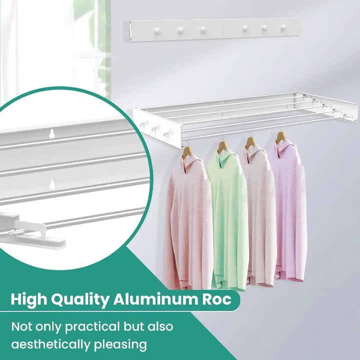 Laundry Drying Rack Collapsible,Wall Mounted Clothes Drying Rack Foldable,Indoor Drying Rack Clothing- 23.6" Wide 4 Aluminum