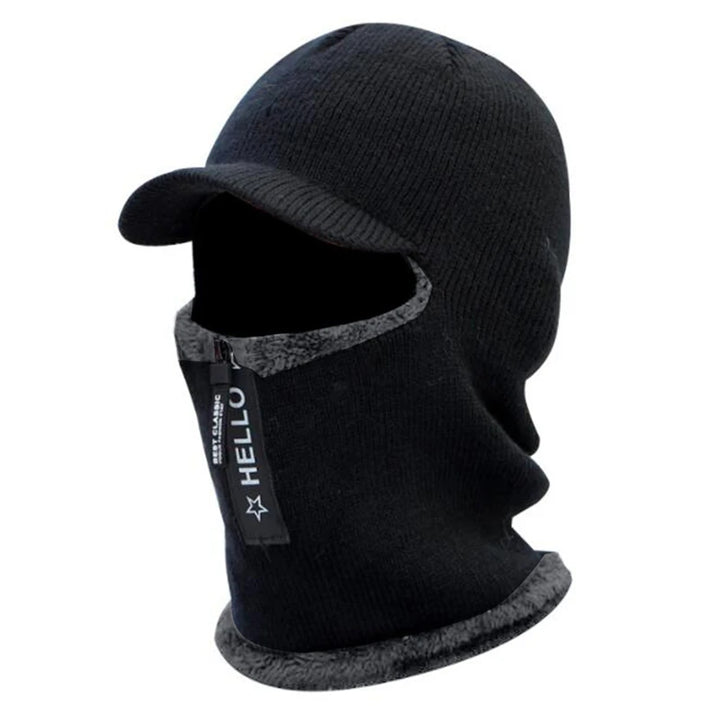 New Men Winter Warm Wool Hat Outdoor Ear Protection Hats Warm Thick Bicycle Knitted Capd Scarf Windproof Visors Cap