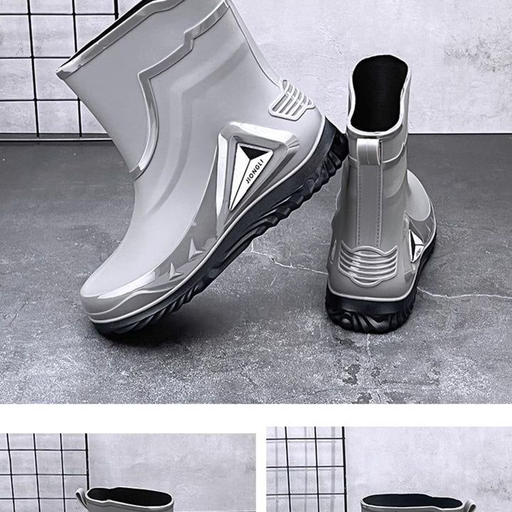 Autumn and winter non-slip rain boots for men warm rain boots, velvet waterproof shoes, kitchen plastic work shoes fishing shoes