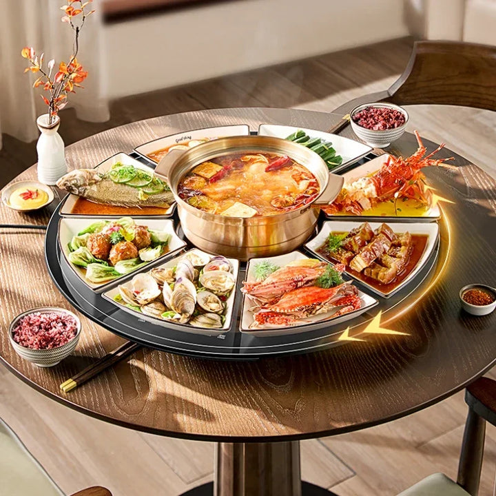 Hot Pot Vegetable Warming Board Multi-functional Dining Table Electric Rotating Plate Meal Hot Dish Insulation Board Artifact