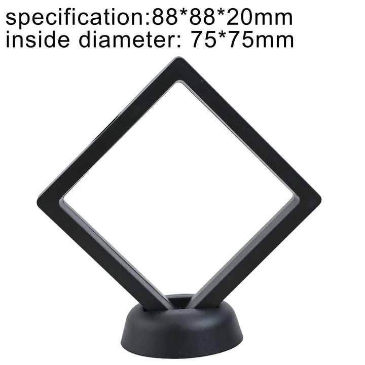 3D Coin Frame Black Display Exhibiting Floating Holder Plastic Square 2pcs Stand 90*90mm Box Case Collection Jewelry