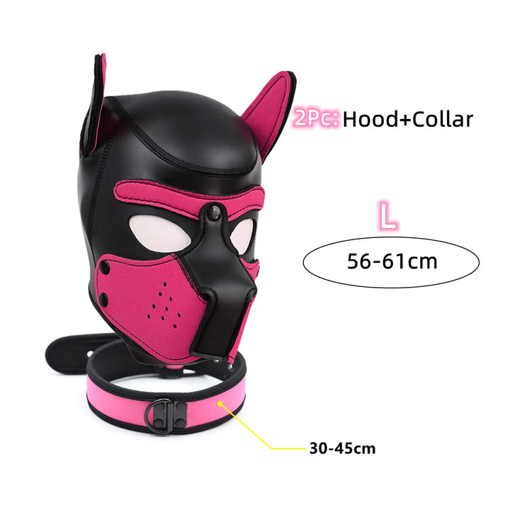 Puppy Cosplay Costumes of XL Code Brand New Increase Large Size Padded Rubber Full Head Hood Mask with Collar for Dog Roleplay