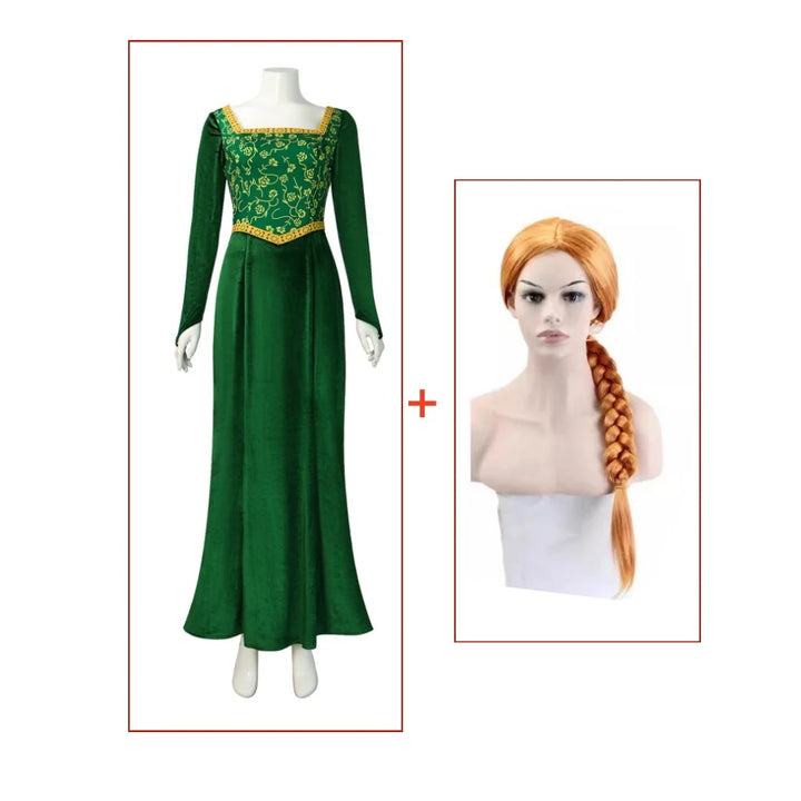 Female Princess Fiona Cosplay Shrek Cosplay Women Sexy Velvet Halloween Carnival Costume