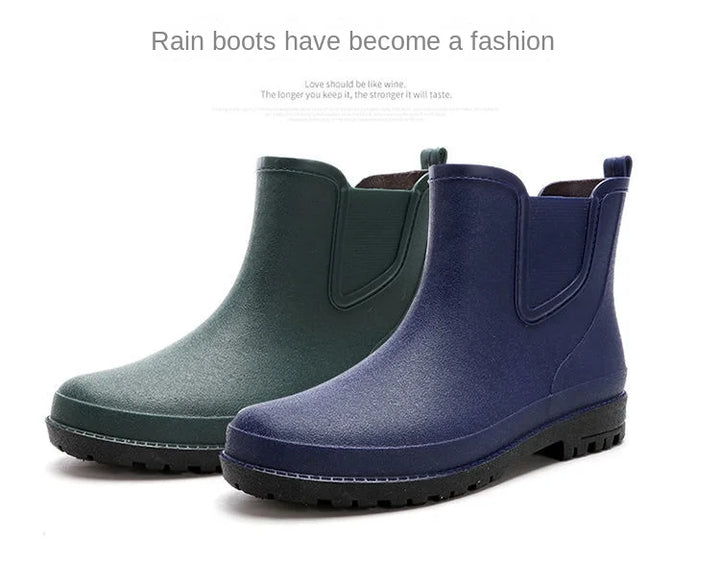 New ，outdoor ，rain boots men's fashionable waterproof shoes men's waterproof boots thick-soled fishing rubber shoes four seasons