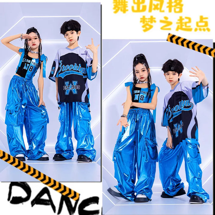 Girls Costume Summer Chidren Hip Hop Costume Streetwear Set Jazz Performance Costume Girls Fashion Suit