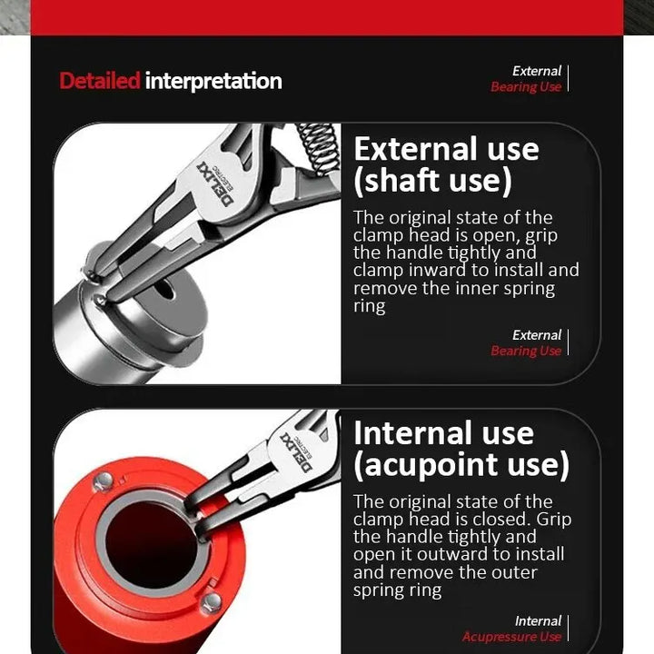 DELIXI ELECTRIC 5-In Circlip Pliers,Needle nose Pliers，Retaining Ring Pliers，for Removing Installing Puller Locking Rings Shafts