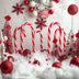 Mocsicka Christmas Backdrop for Photography Candy Cane Xmas Bells Red and White Decoration Baby Photo Background Photocall Props