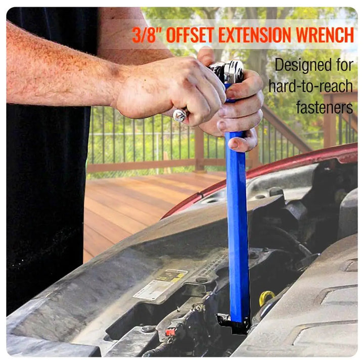 Impact Ready Offset Extension Wrench,Tight Reach Extension Wrench Set with 1/2" 1/4" and 3/8" Square Drive Adapters