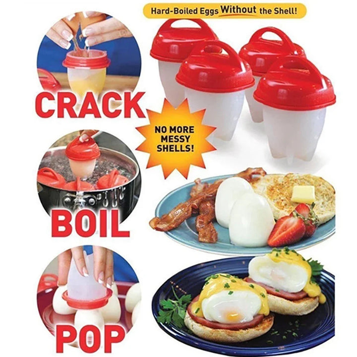 1/3/6pc Egg Poachers Cooker Silicone Non-Stick Egg Boiler Cookers Pack Boiled Eggs Mold Cups Steamer Kitchen Gadgets Tools