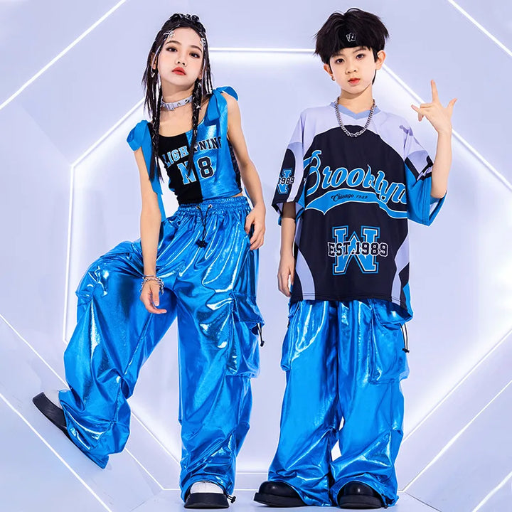 Girls Costume Summer Chidren Hip Hop Costume Streetwear Set Jazz Performance Costume Girls Fashion Suit