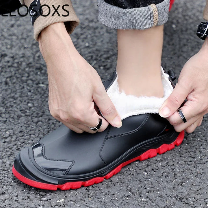 New Winter Cotton Mans Shoes Casual Men's Rain Boots Pvc Waterproof Rubber High Quality Mens Chef Fishing Shoes Size Plus 39-48