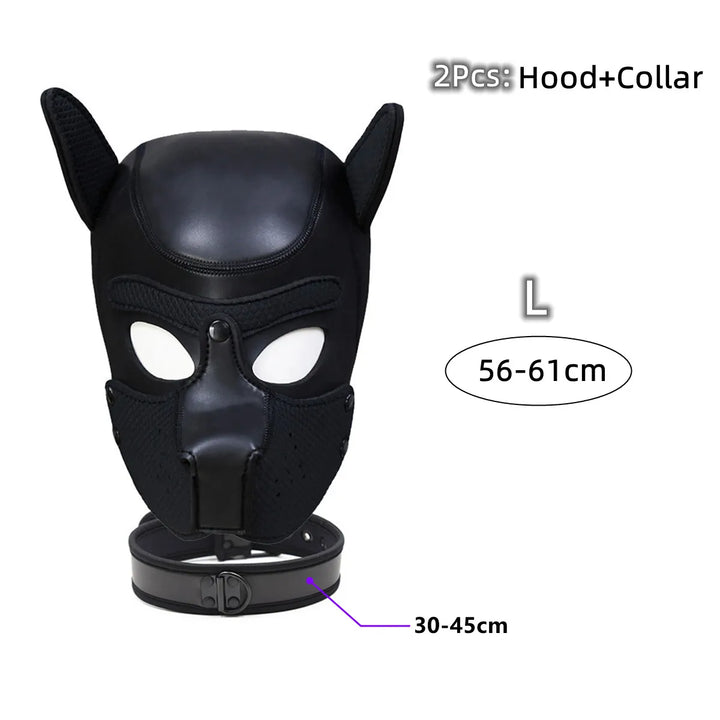 Puppy Cosplay Costumes of XL Code Brand New Increase Large Size Padded Rubber Full Head Hood Mask with Collar for Dog Roleplay