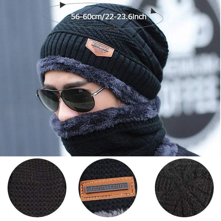 Winter Fleece Scarf Hats Thicken Plush Warm Beanies Wool Knit Caps Men Women Outdoor Cycling Ski Cold Protection Neck Mask Hat