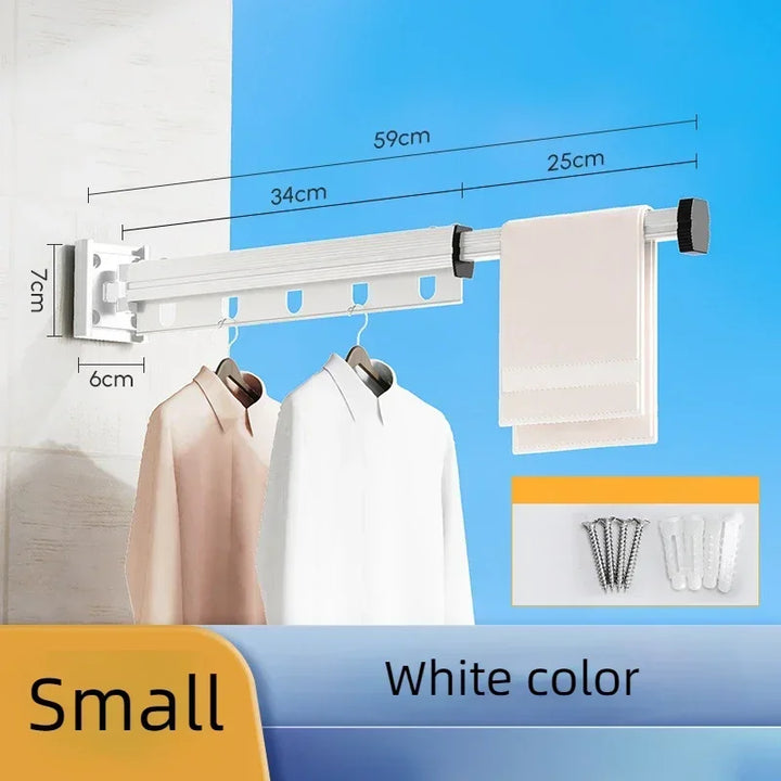 Folding Clothes Hanger Wall Mounted Retractable Cloth Drying Rack Indoor Outdoor Space-saving Aluminum Alloy Laundry Clothesline