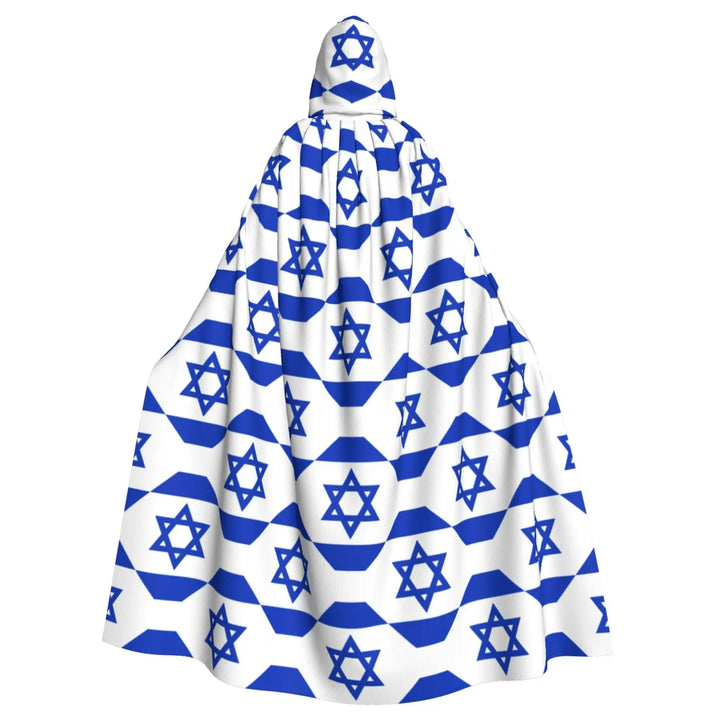 Israel Adult Cloak Cape Hooded Star Of David Blue Jewish 3D Medieval Costume Witch Wicca Vampire Elf Purim Carnival Party