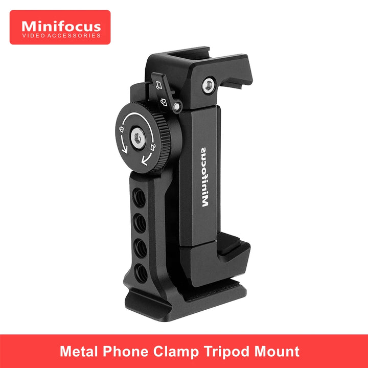 Metal Phone Tripod Mount Cold Shoe & Arca 360° Smartphone Adapter for iPhone Samsung Cell Phone Stand Holder for Video Live Vlog