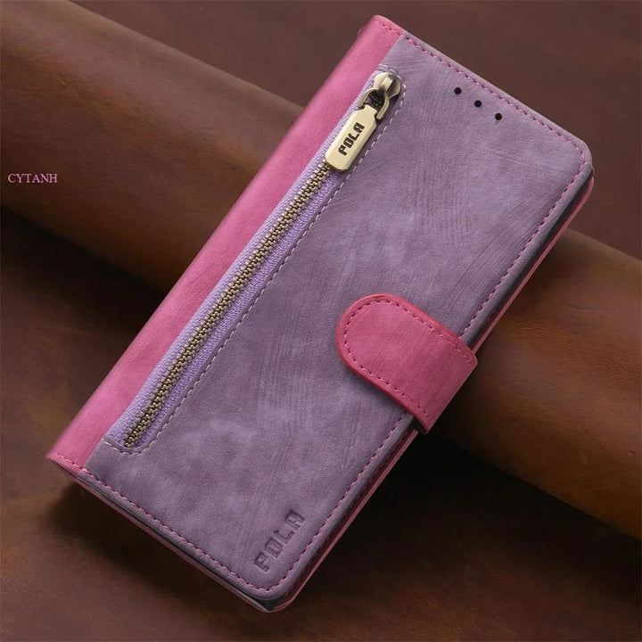 For Motorola G14 G54 G84 G34 G24 G04 5G Zipper Wallet Leather RFID Case For Moto G54 Power G04S G13 G23 G53 G73 G53Y G53J Cover