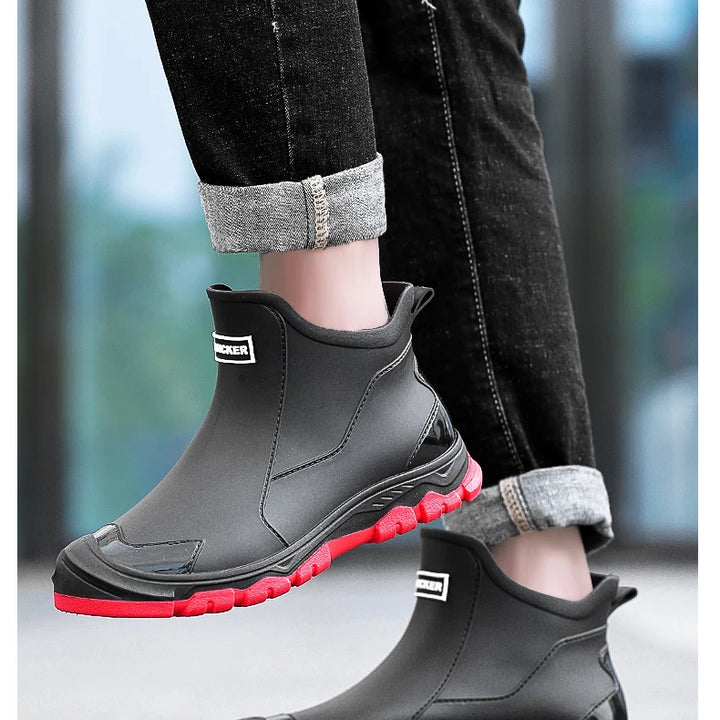 New Winter Cotton Mans Shoes Casual Men's Rain Boots Pvc Waterproof Rubber High Quality Mens Chef Fishing Shoes Size Plus 39-48