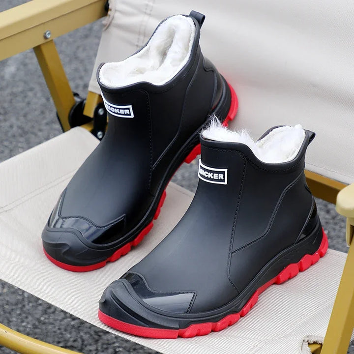 New Winter Cotton Mans Shoes Casual Men's Rain Boots Pvc Waterproof Rubber High Quality Mens Chef Fishing Shoes Size Plus 39-48