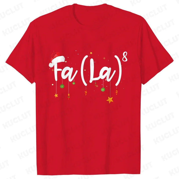 Fa (la)8 Funny Christmas Santa Men T-shirt Fashion Christmas Holiday Party Shirt Short Sleeve Tees Casual Oversized Streetwear