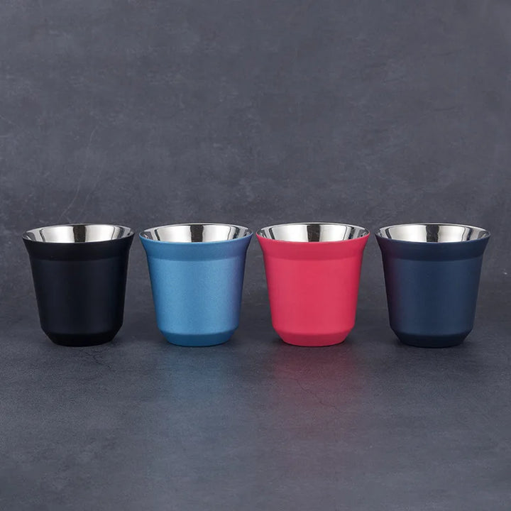 304 Stainless Steel Double-layer Coffee Cups, Insulated Tea and Water Cups, Beer Cups, Capsule Coffee Cups