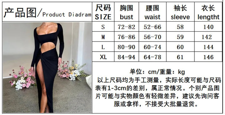 Summer new sexy hollow out long party dress for women with pleated slit and pleated square collar for women's dress